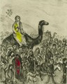 Jacob Departure For Egypt etching watercolors contemporary Marc Chagall